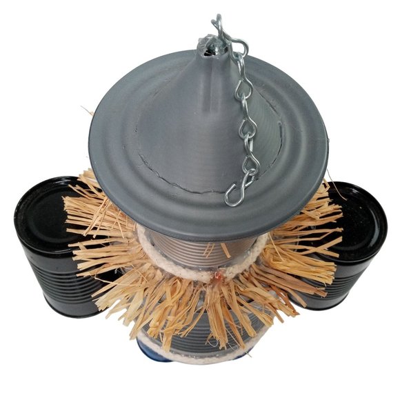 Folk Art Tin Man Scarecrow Sculpture Wizard Of Oz SHORT Recycled Robot Vintage 1 - Picture 9 of 15